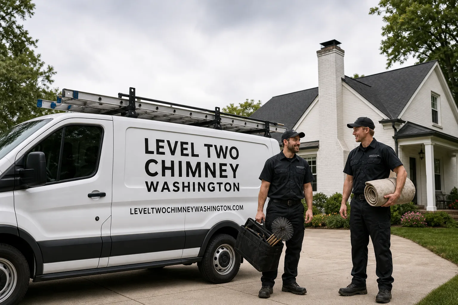 Emberly Chimney Cleaners Washington chimney cleaning service vehicle and crew in Washington, DC